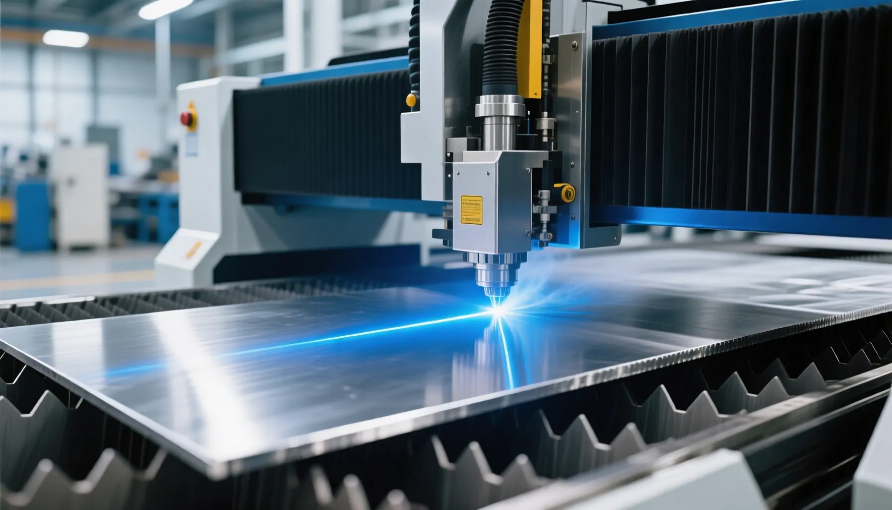 60kW fiber laser cutting machine processing thick stainless steel plate at ZEMSS factory