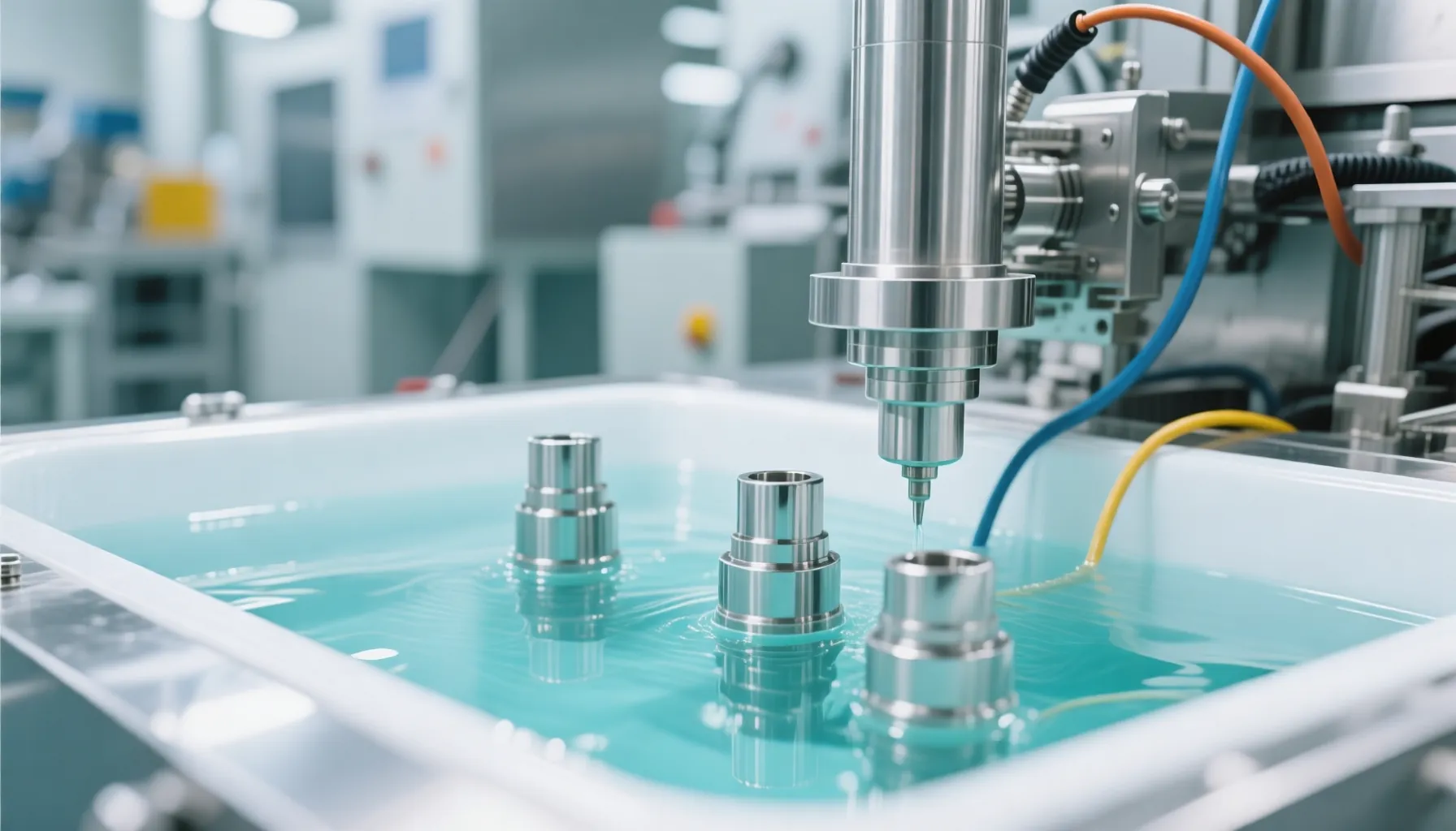 Electropolishing process for stainless steel parts in chemical bath