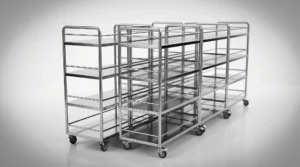 Stainless steel medical utility cart trolley with adjustable shelves for hospital equipment
