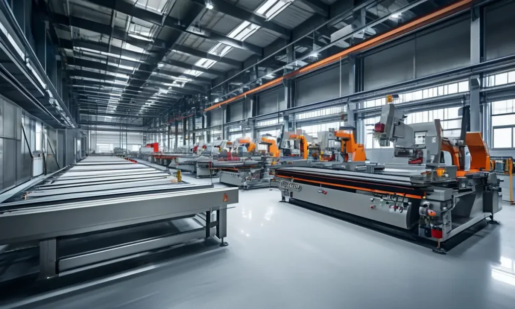 Custom stainless steel fabrication workshop in China with laser cutting, press braking, and welding stations