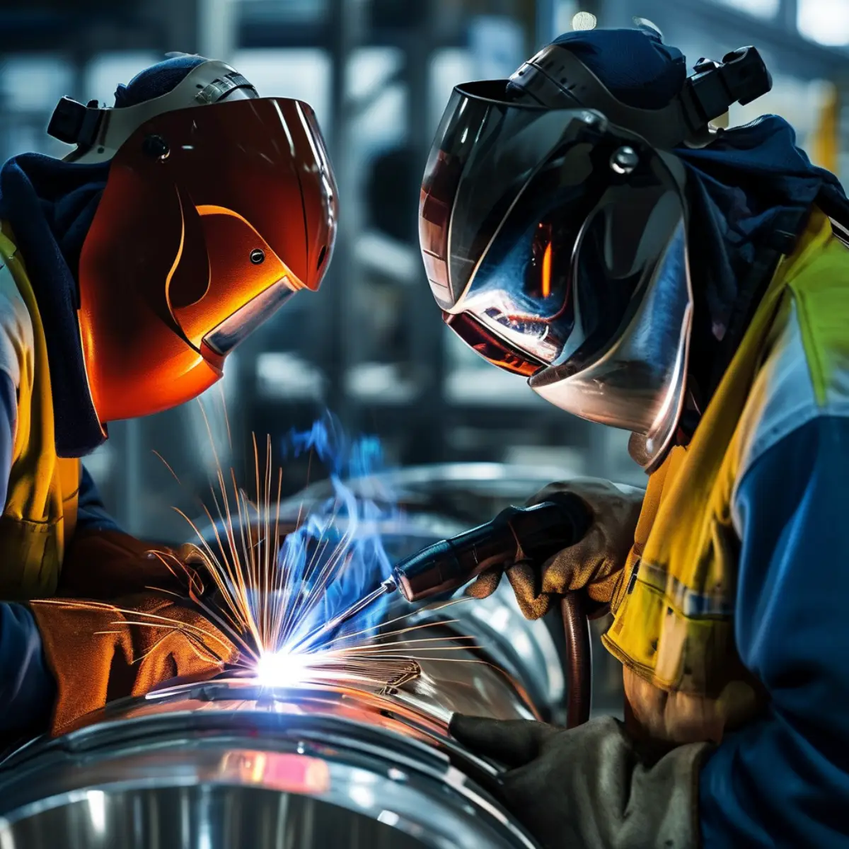 TIG welding a custom stainless steel fuel tank shell before leak testing