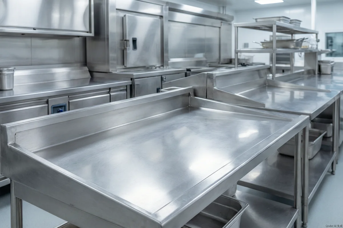 Food grade 304 stainless steel kitchen surfaces