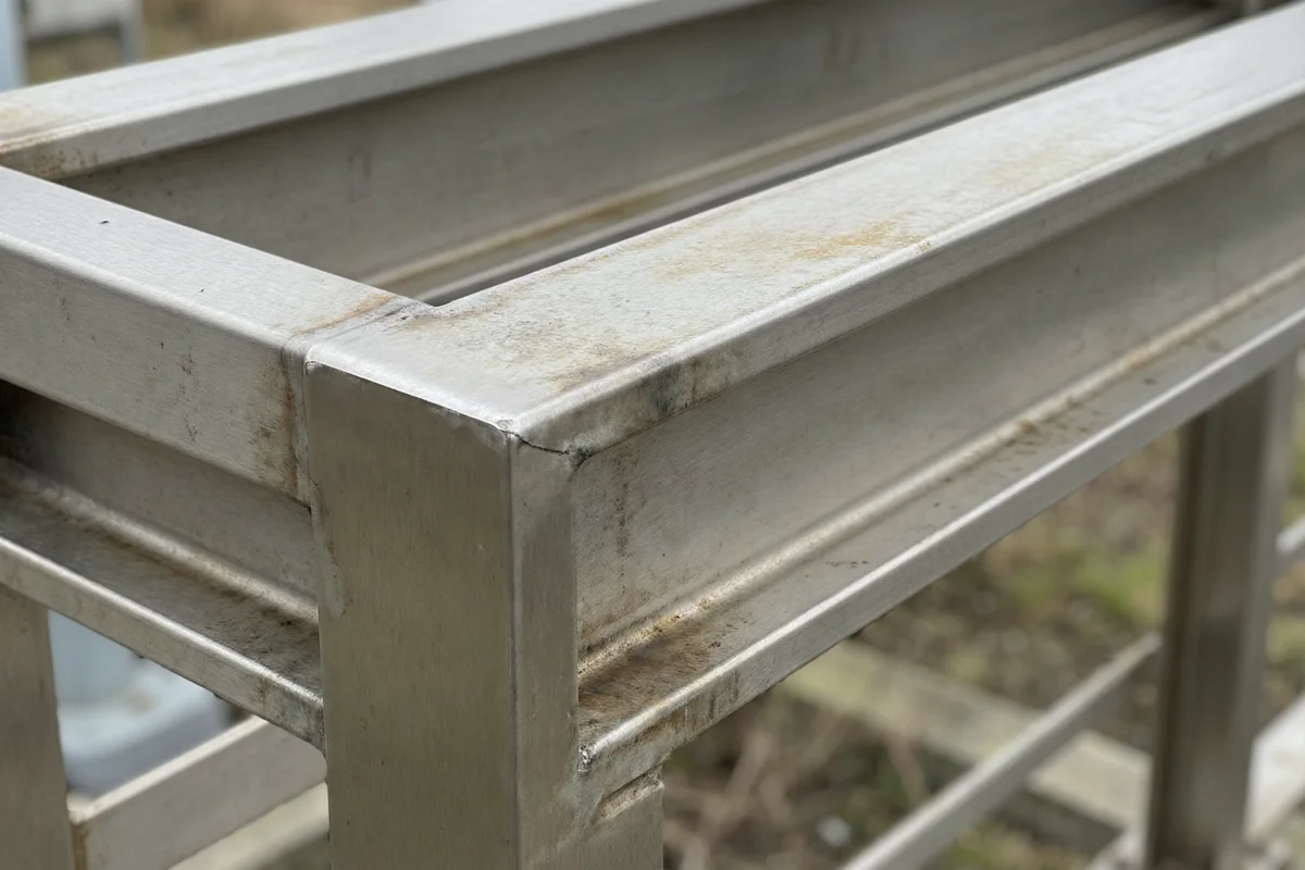 Outdoor stainless steel structure exposed to weather